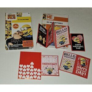 Despicable Me Minions 42 Valentine's Cards 32 Tattoos Lot 1 Sealed / 1 Open Box